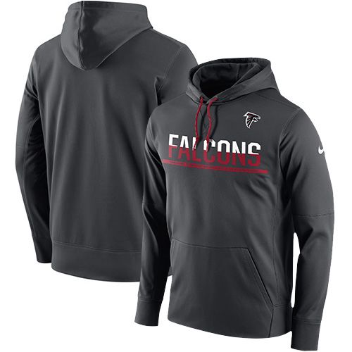 Men's Atlanta Falcons Nike Anthracite Sideline Circuit Pullover Performance Hoodie - Click Image to Close